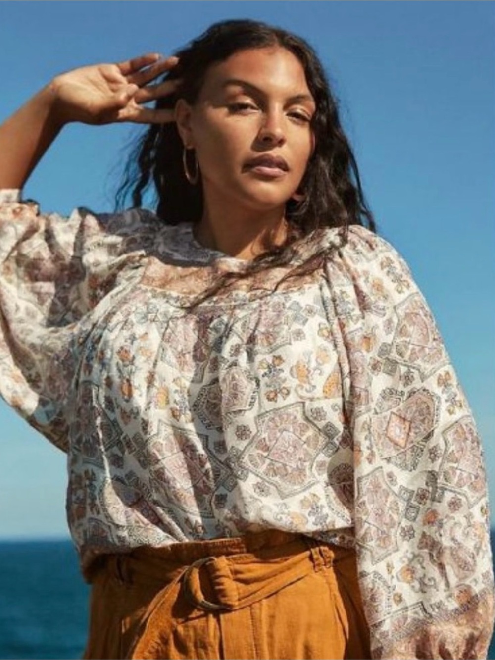 NWT Anthropologie Flora Silk Peasant Blouse Large
